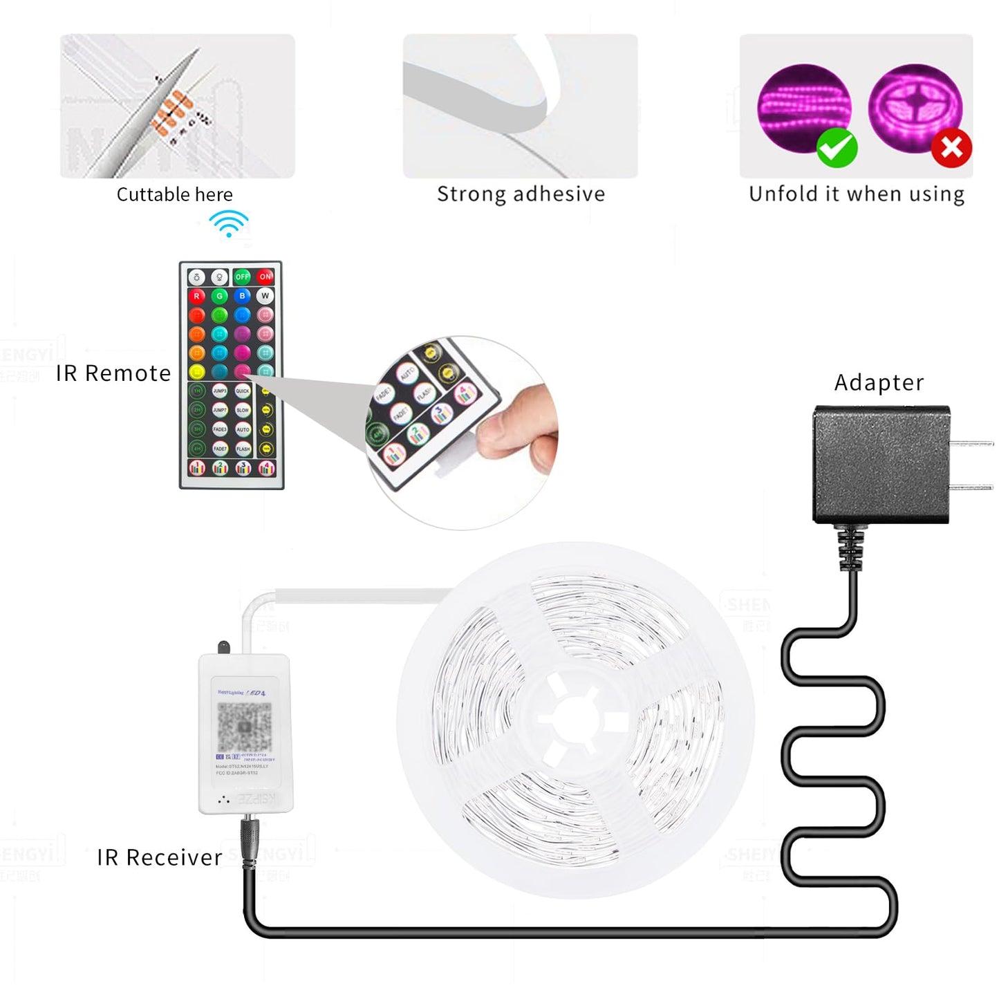 KSIPZE 100ft Led Strip Lights RGB Music Sync Color Changing Bluetooth Led Lights with Smart App Control Remote Led Lights for Bedroom Room Lighting Flexible Home Décor
